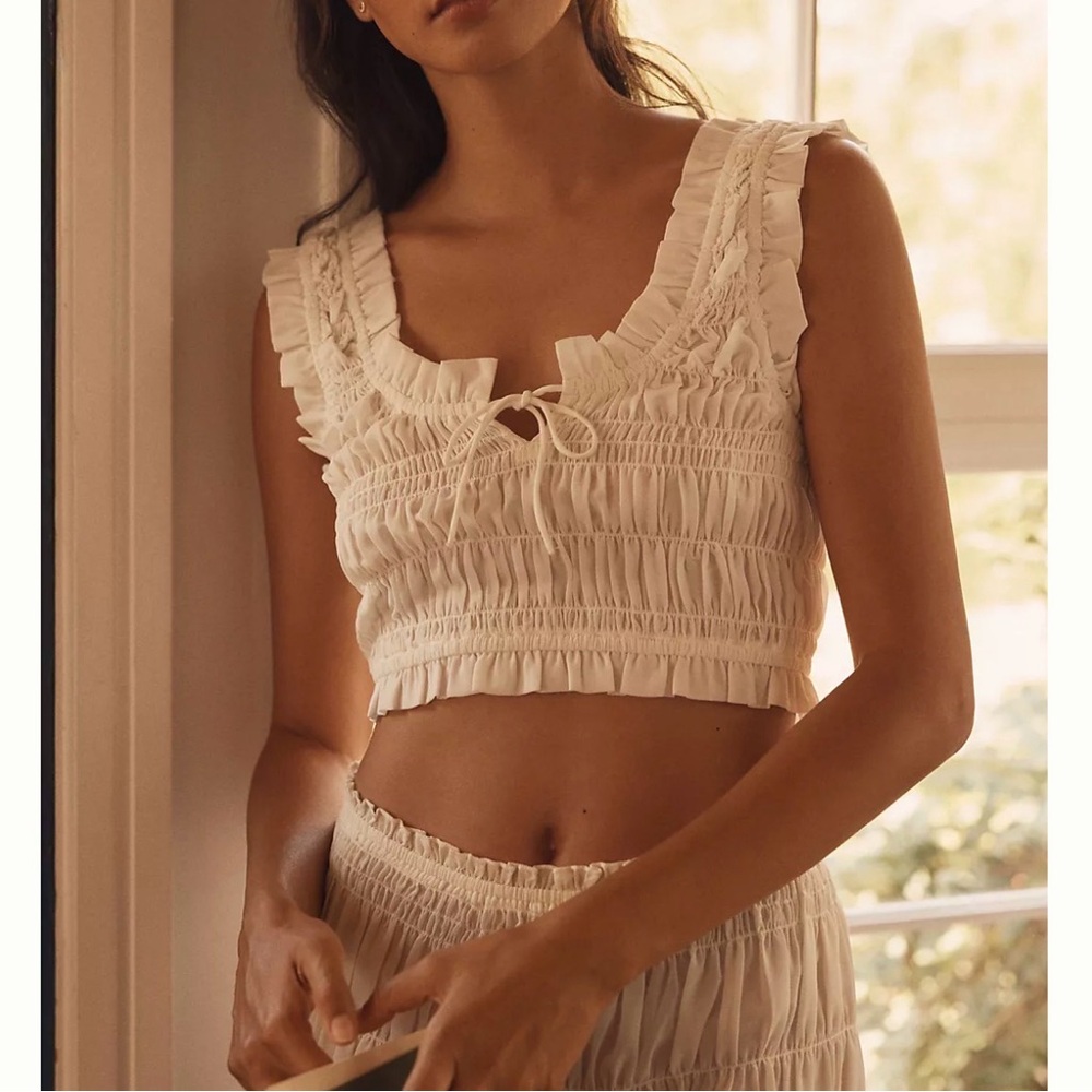 LyreBird Ruched ruffled Bloomer Shorts and Sheet Bralette set Anthropologie med - Picture 7 of 16